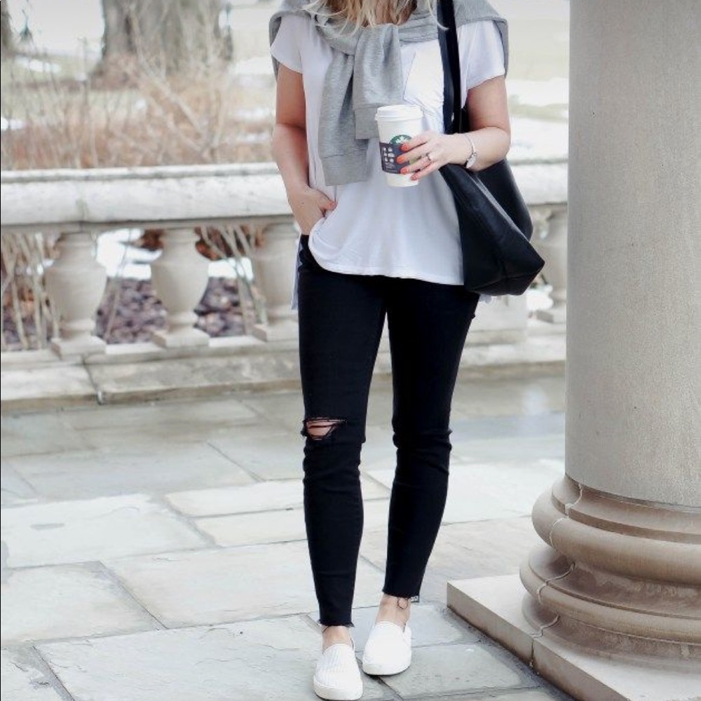 H&M White Snake skin like slip ons